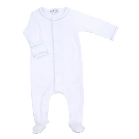 Baby Joy Blue Embroidered Footie