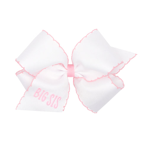 Medium Moonstitch Grosgrain Bow with Embroidered Big Sis