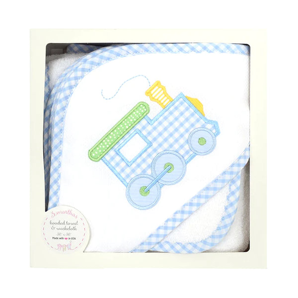 Train Boxed Hooded Towel And Wash Cloth Set