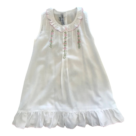 White Nightgown w/ Floral Embroidery (3T)