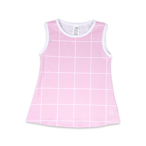Tori Tank - Pink Windowpane (7-8)