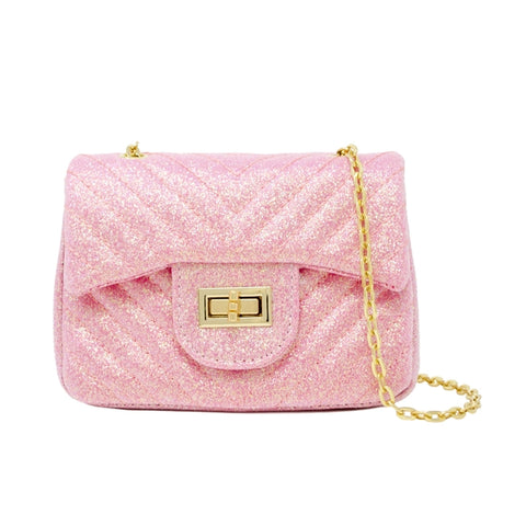 Classic Glitter Wave Handbag - Light Pink