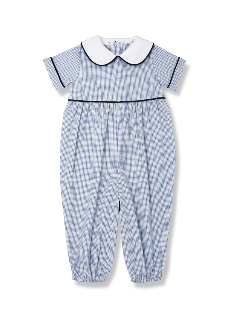 Rover Romper - Blue Windowpane (6M, 9M) – Ellie B. Children's Boutique