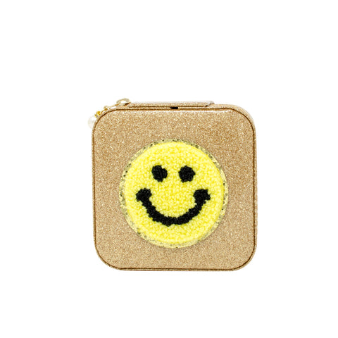 Happy Face Sparkle Jewelry Box - Gold