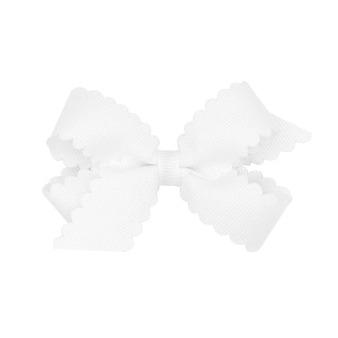 Mini Scallop Edge Bow - White