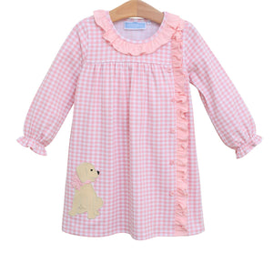 Puppy Dress - Pink Check