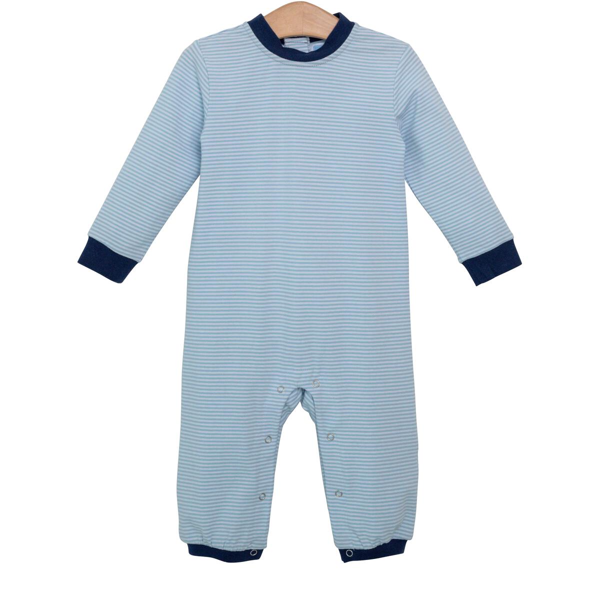 Miller Romper- Light Blue Stripe/Navy