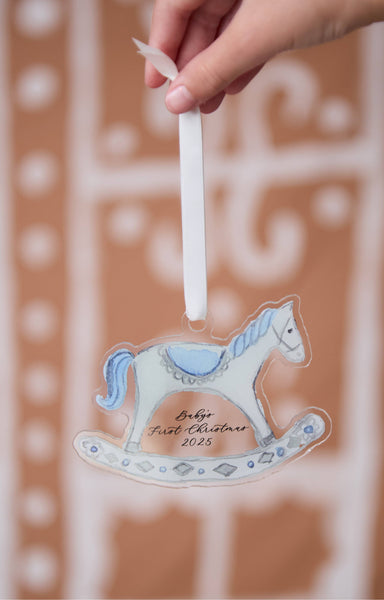 Blue - 2025 Baby’s First Christmas Rocking Horse Ornament