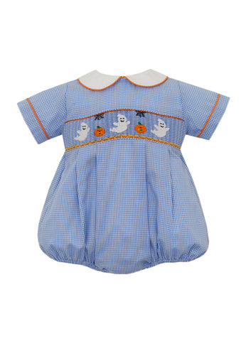 Blue Gingham Halloween Bubble (12M)