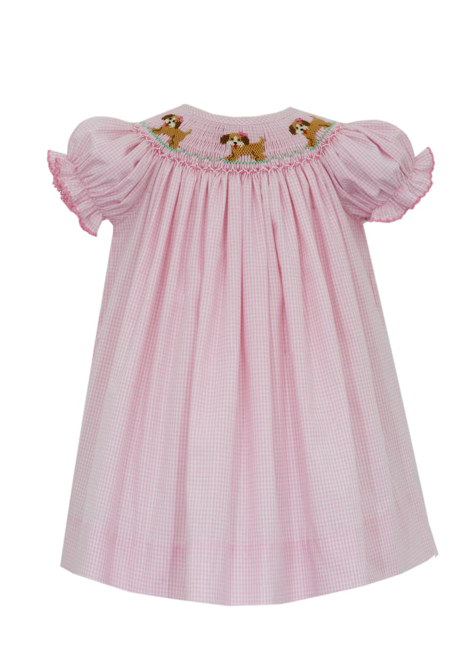 Pink Smocked Puppy with Bow Dress