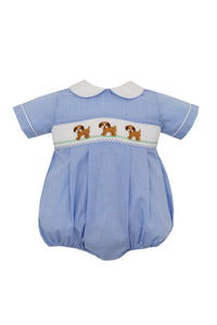 Puppies Blue Gingham Bubble (12M)