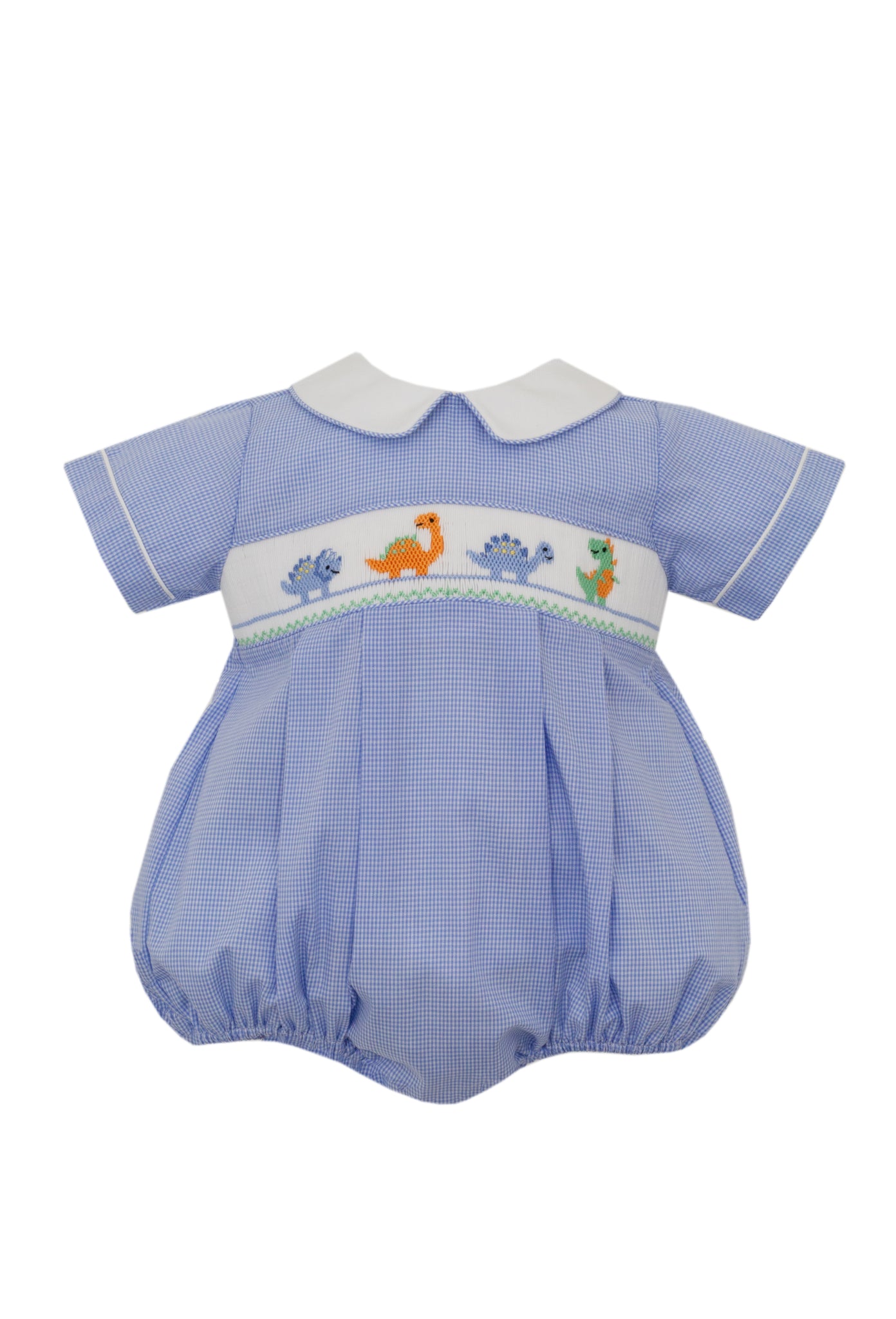 Smocked Dinosaur Gingham Bubble