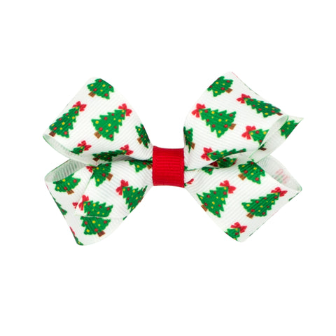 Mini Christmas Tree Print Bow