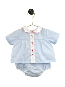 Candy Cane Embroidered Boy Diaper Set (NB)