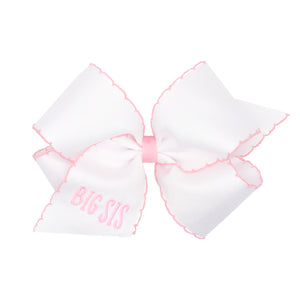 Medium Moonstitch Grosgrain Bow with Embroidered Big Sis