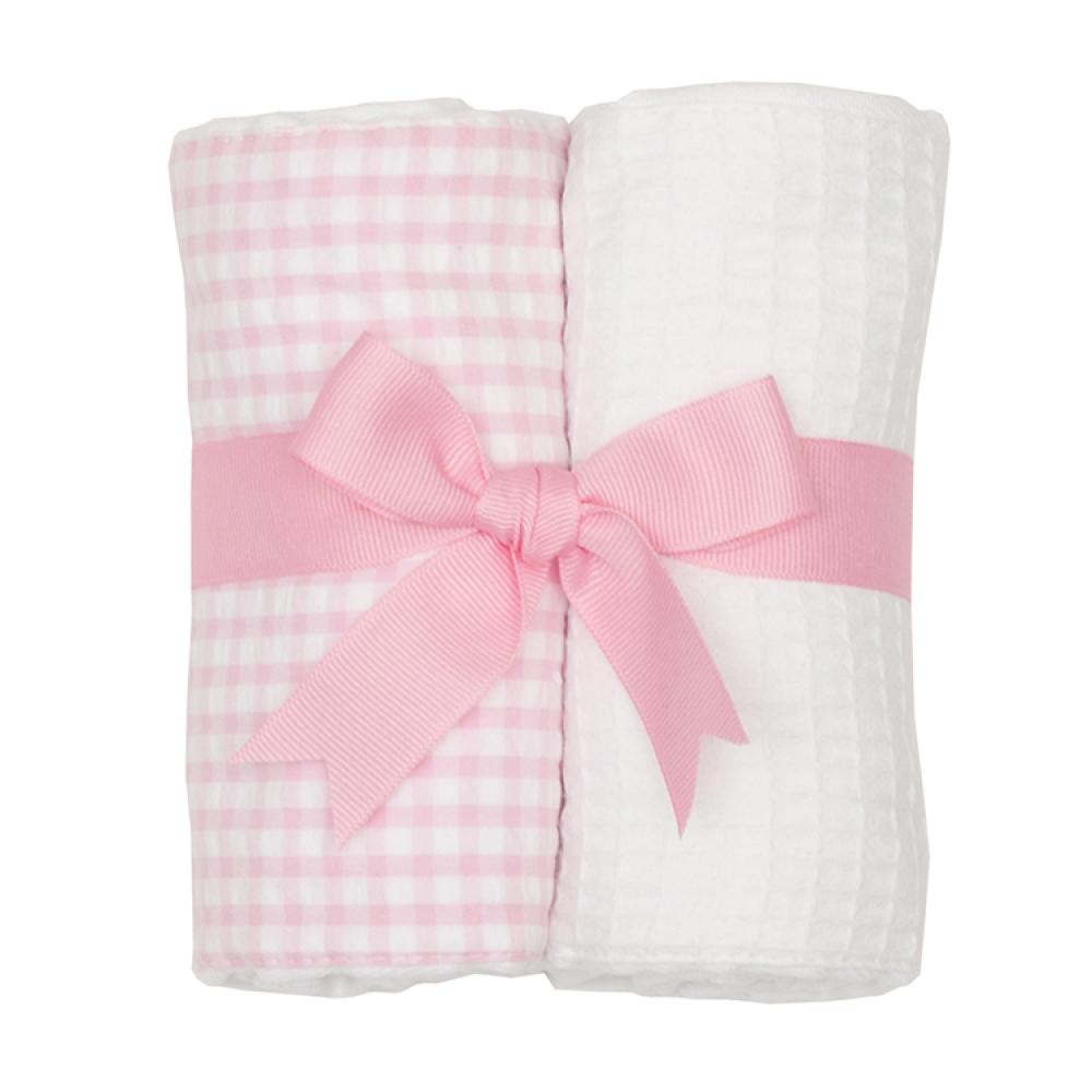 Pink Check Set of Fabric Burp Cloths