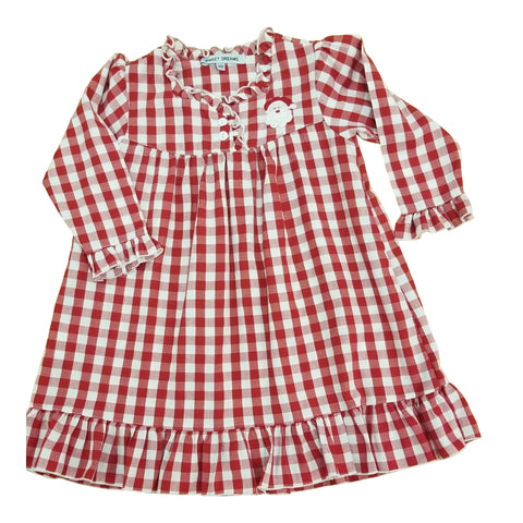 Red Gingham Santa Embroidered Nightgown