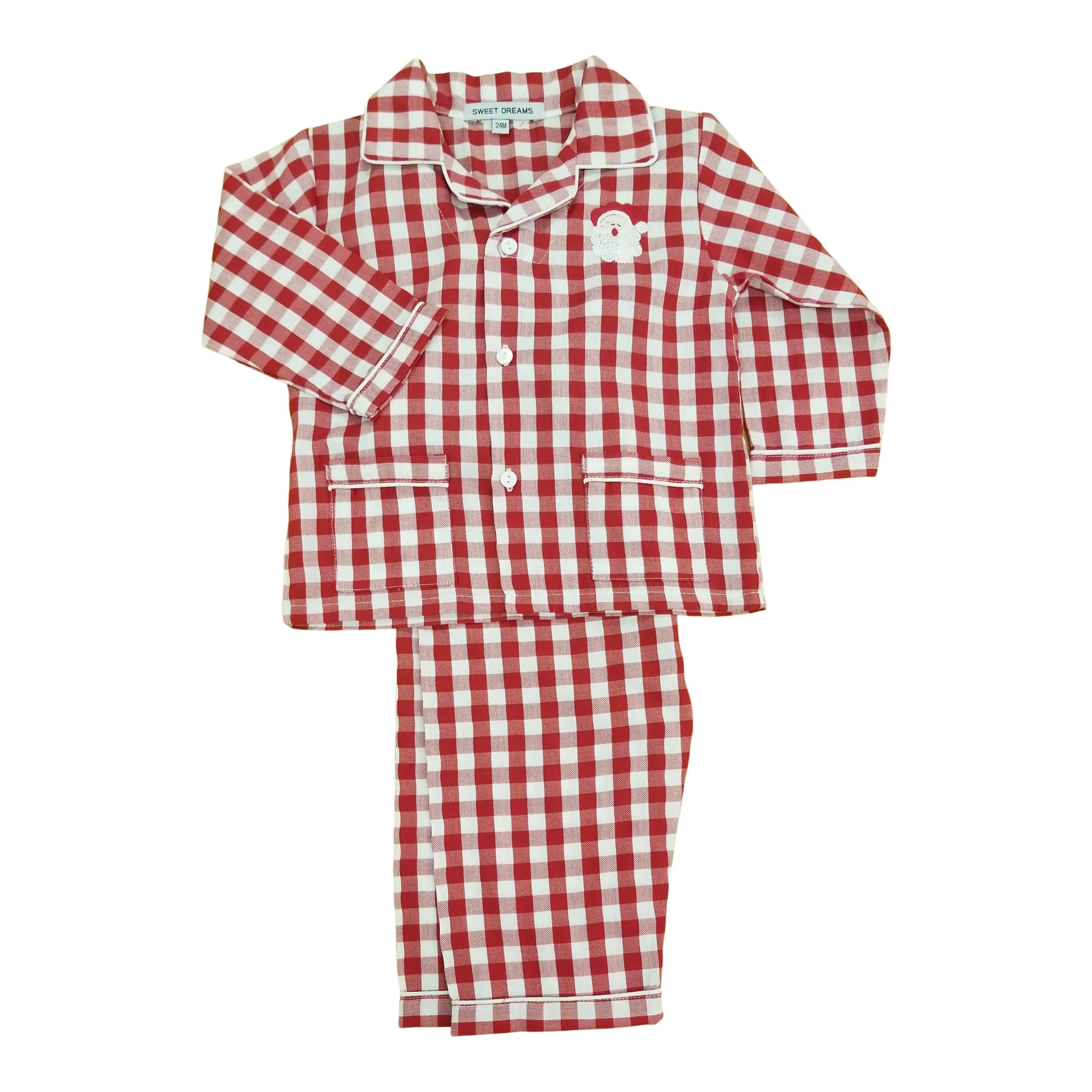 Red Gingham Santa Embroidered PJs