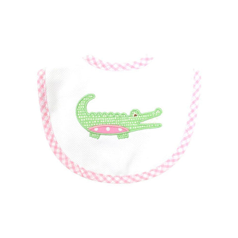 Pink Alligator Applique Bib