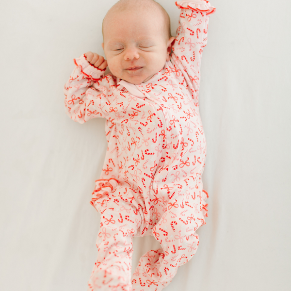 Candy Cane Lane Ruffle Footie