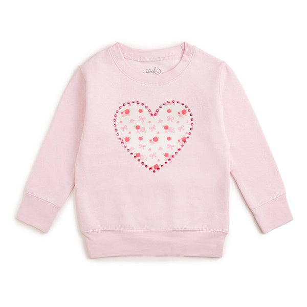 Dainty Rose Pearl Heart Patch Sweatshirt