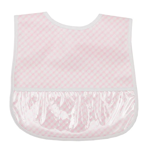 Wipeable Gingham Bib- Light Pink