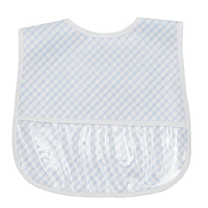 Wipeable Gingham Bib- Light Blue