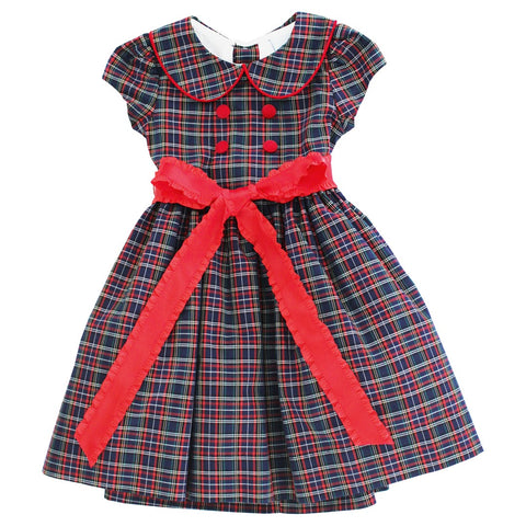 Blue Spruce Dress with Red Sash