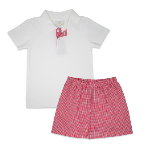 Red Gingham and White Polo Set (2, 5)