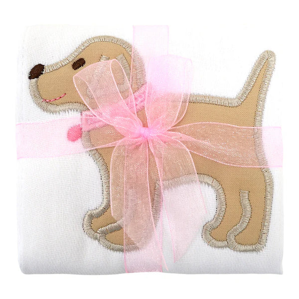 Pink Lab Applique Burp Cloth