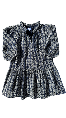 Eve Dress- Navy Eylelet