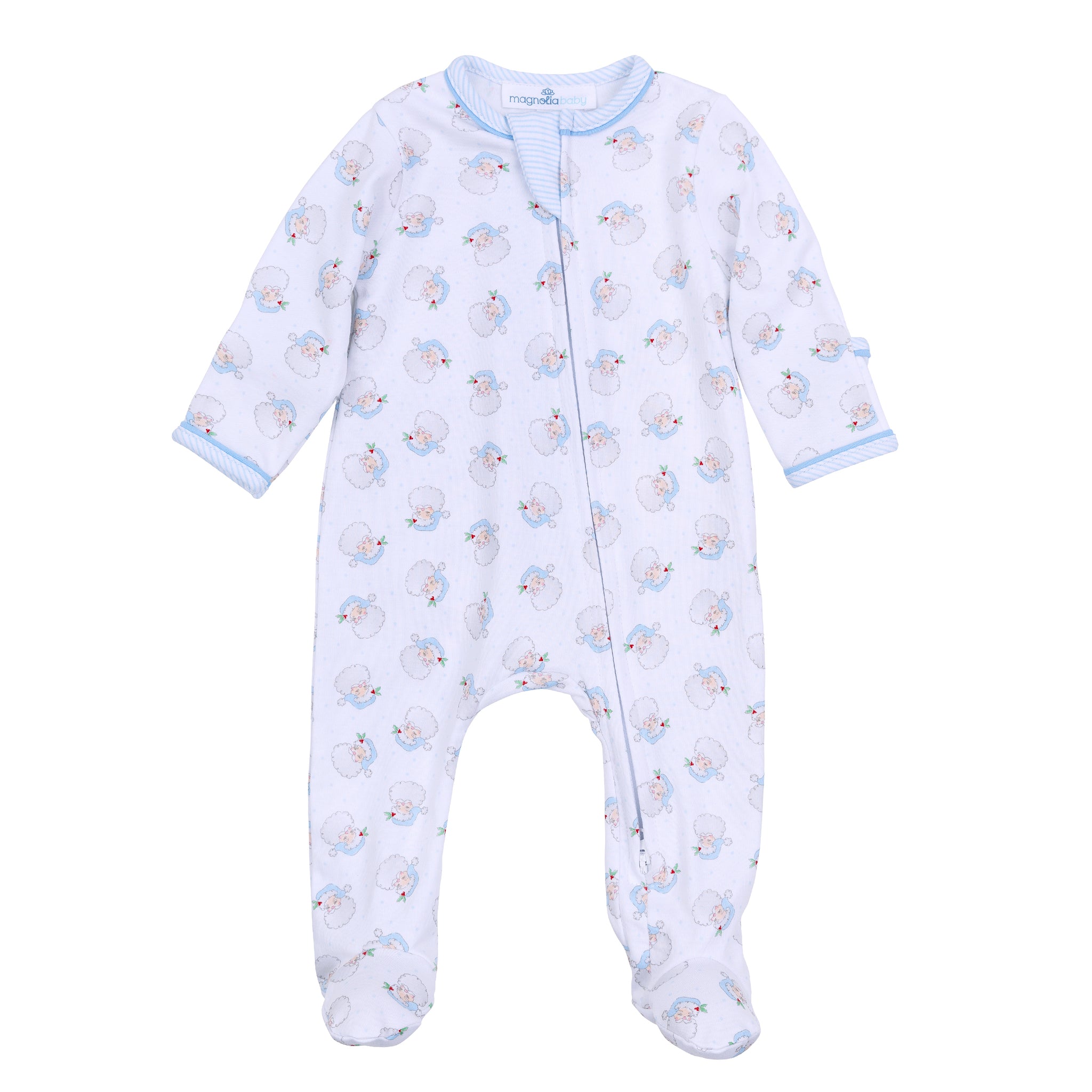 Santa Baby Zipper Footie - Blue