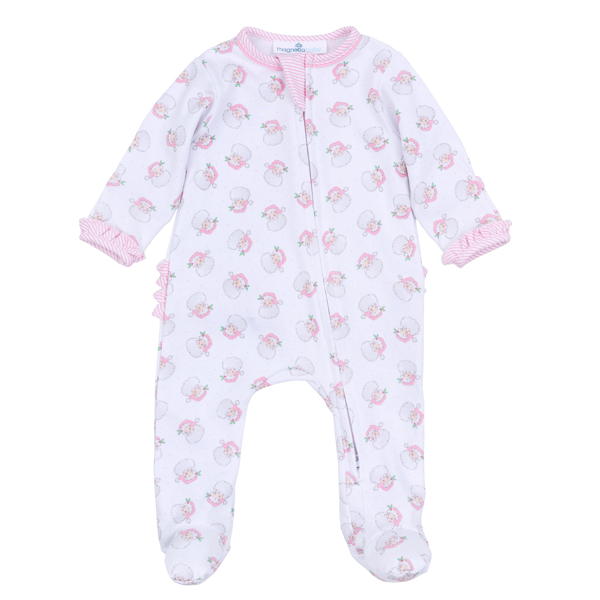 Santa Baby Zipper Footie - Pink