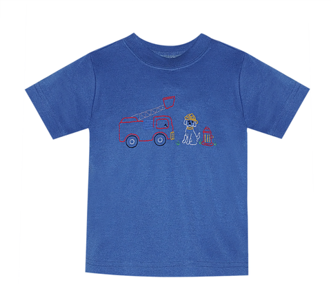 Houston Blue Shirt - Dog & Fire Truck