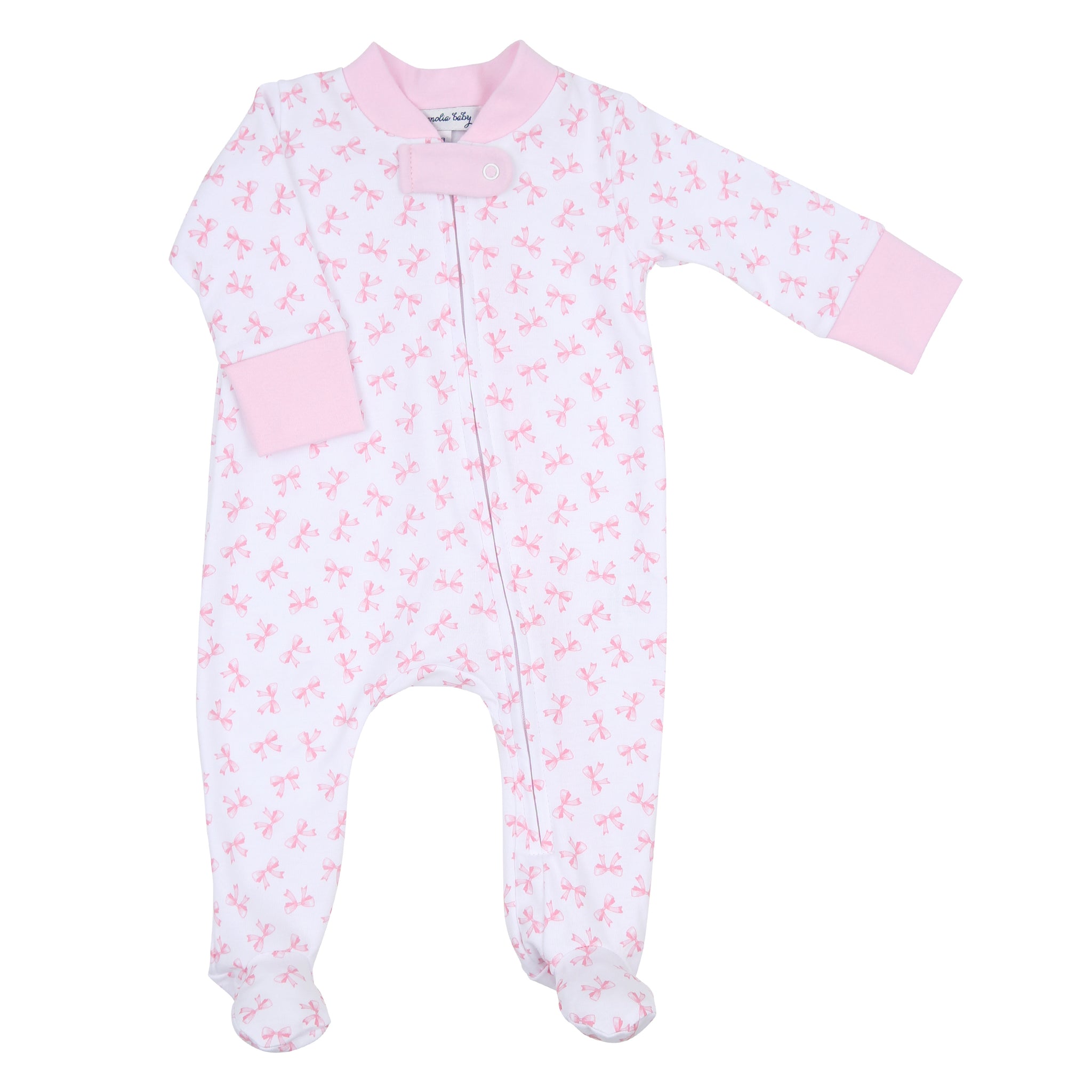 Baby Bows Printed Zipper Footie