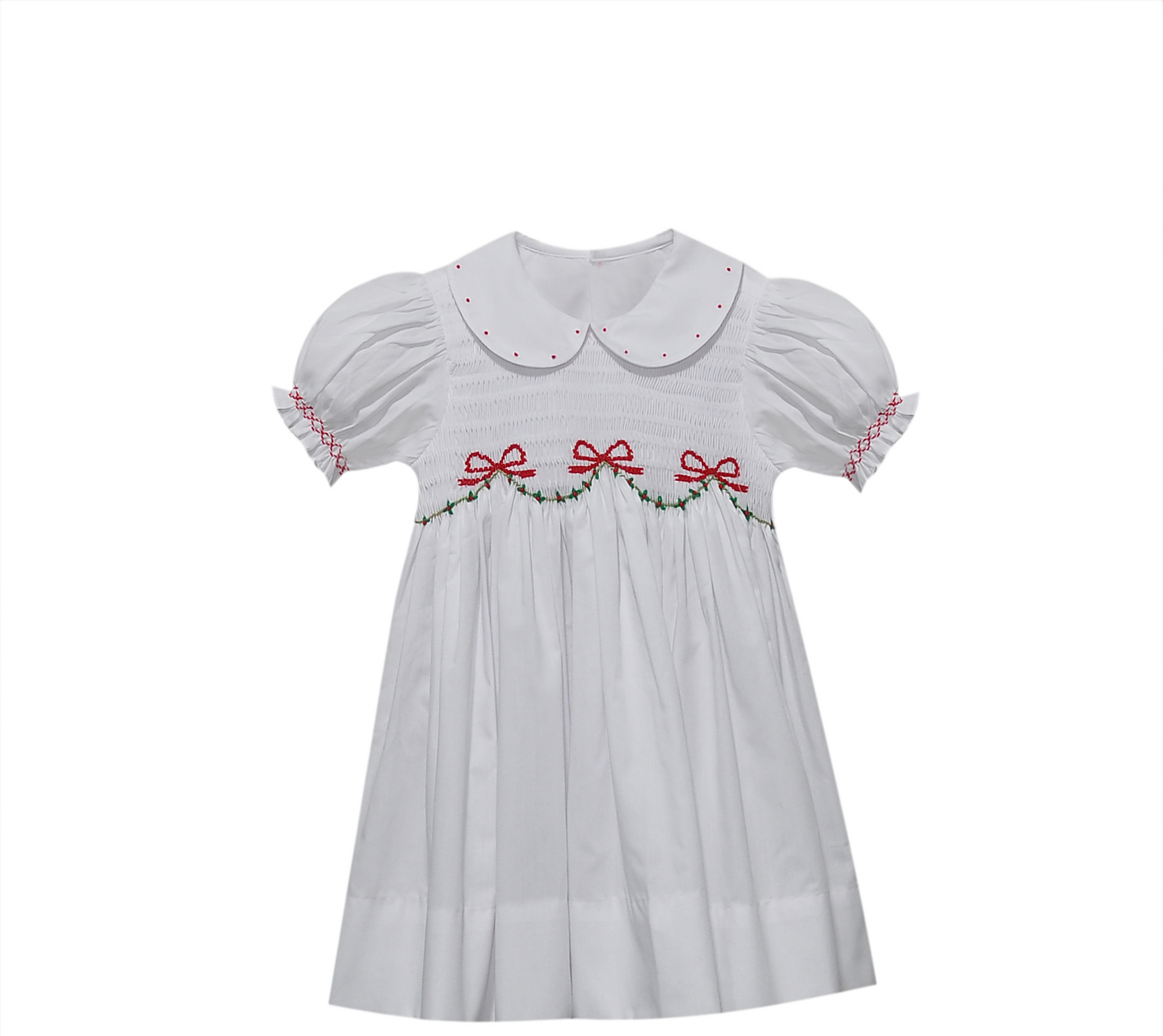 White Cate Dress - Christmas Ribbons
