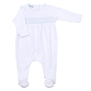 Mini Dot Essentials Smocked Footie - Light Blue