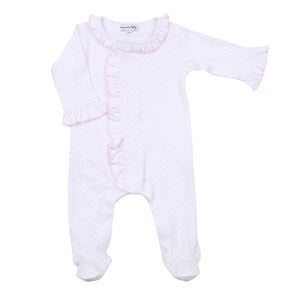 Pink Mini Dot Ruffle Front Footie