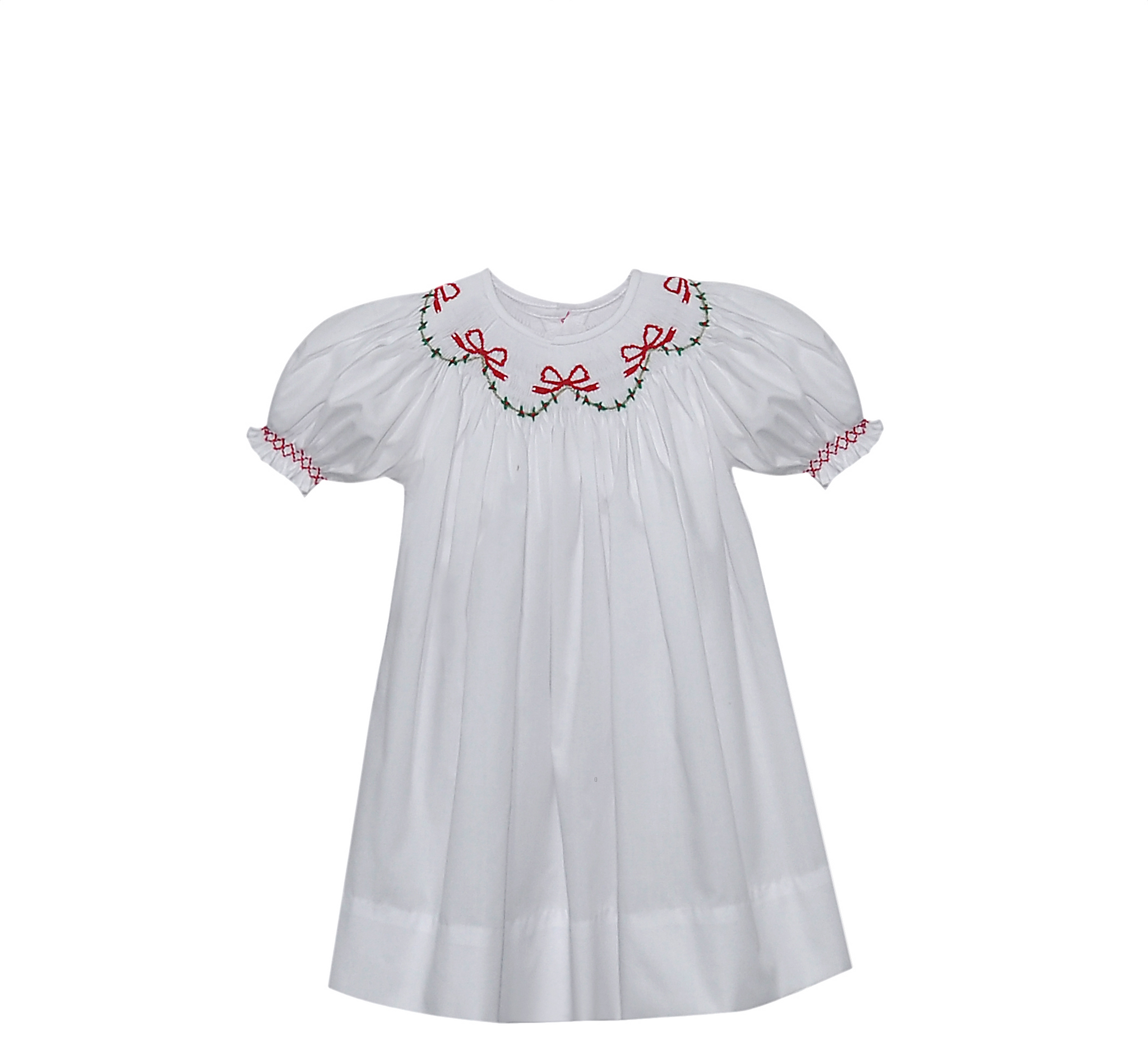 White Cate Bishop Dress - Christmas Ribbons (9M)