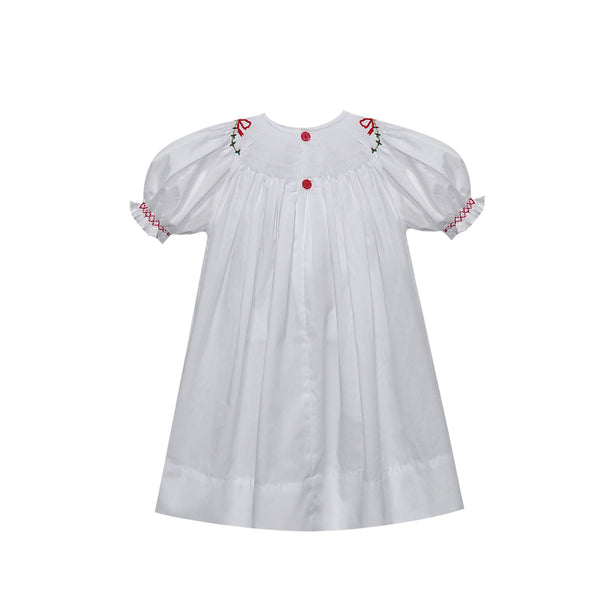 White Cate Bishop Dress - Christmas Ribbons (9M)