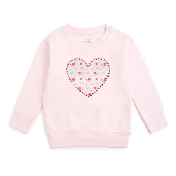 Dainty Rose Pearl Heart Patch Sweatshirt
