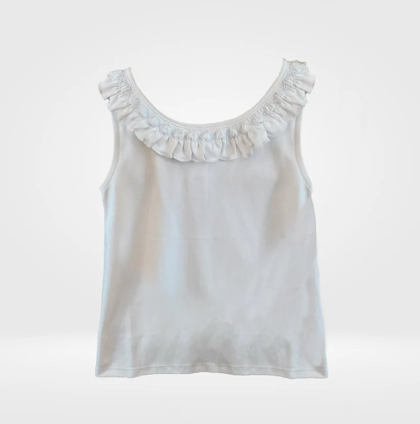 White Top w/ Blue Smocking