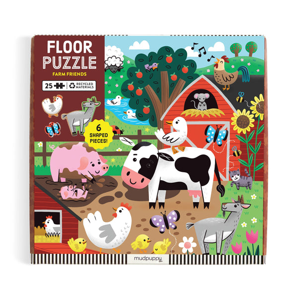 Farm Friends 25 Piece Floor Puzzle with Shaped Pieces