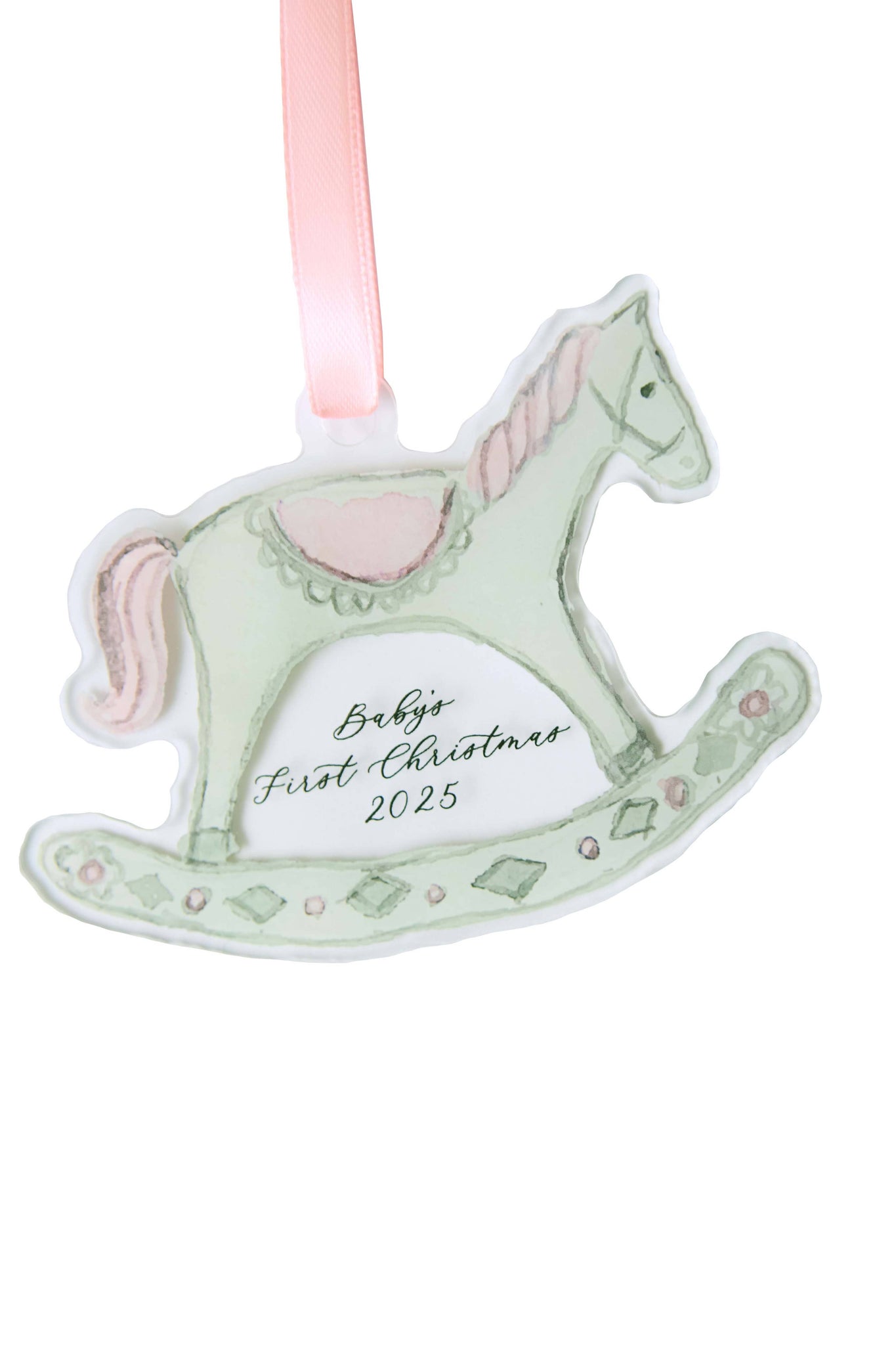 Pink - 2025 Baby’s First Christmas Rocking Horse Ornament