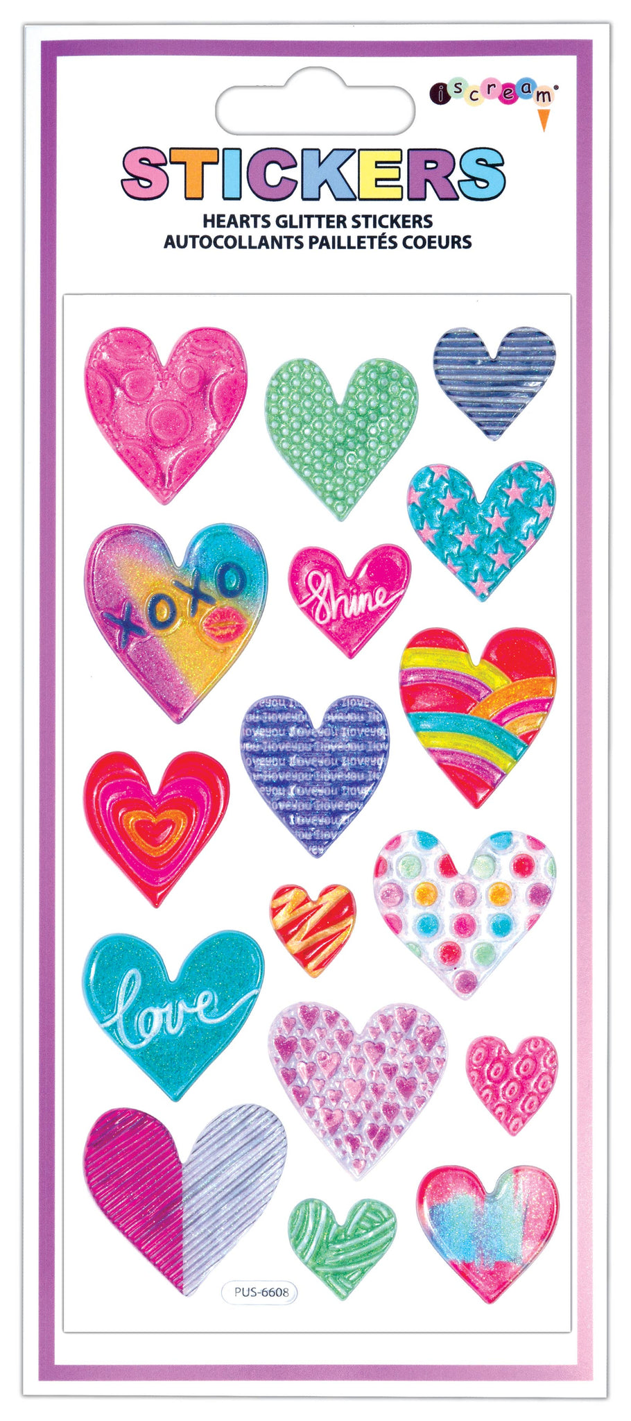 Hearts Glitter Stickers