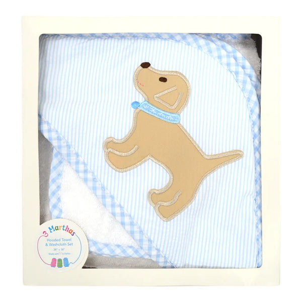 Blue Lab Puppy Towel/Wash Cloth Set