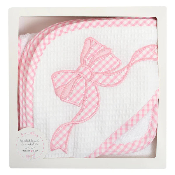 Bow Boxed Hooded Towel And Wash Cloth Set