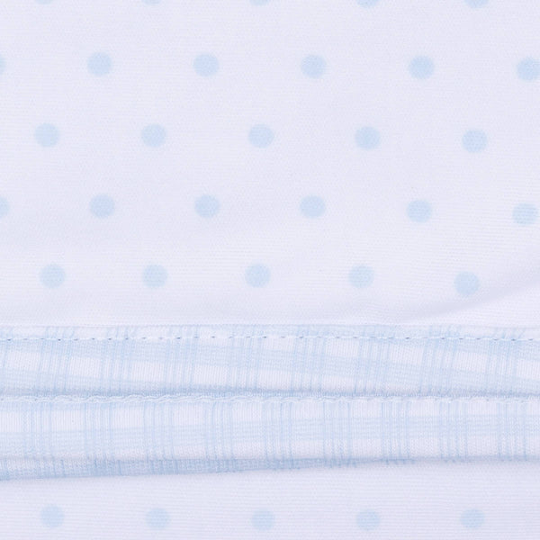 Gingham Dots Zip Footie - Light Blue