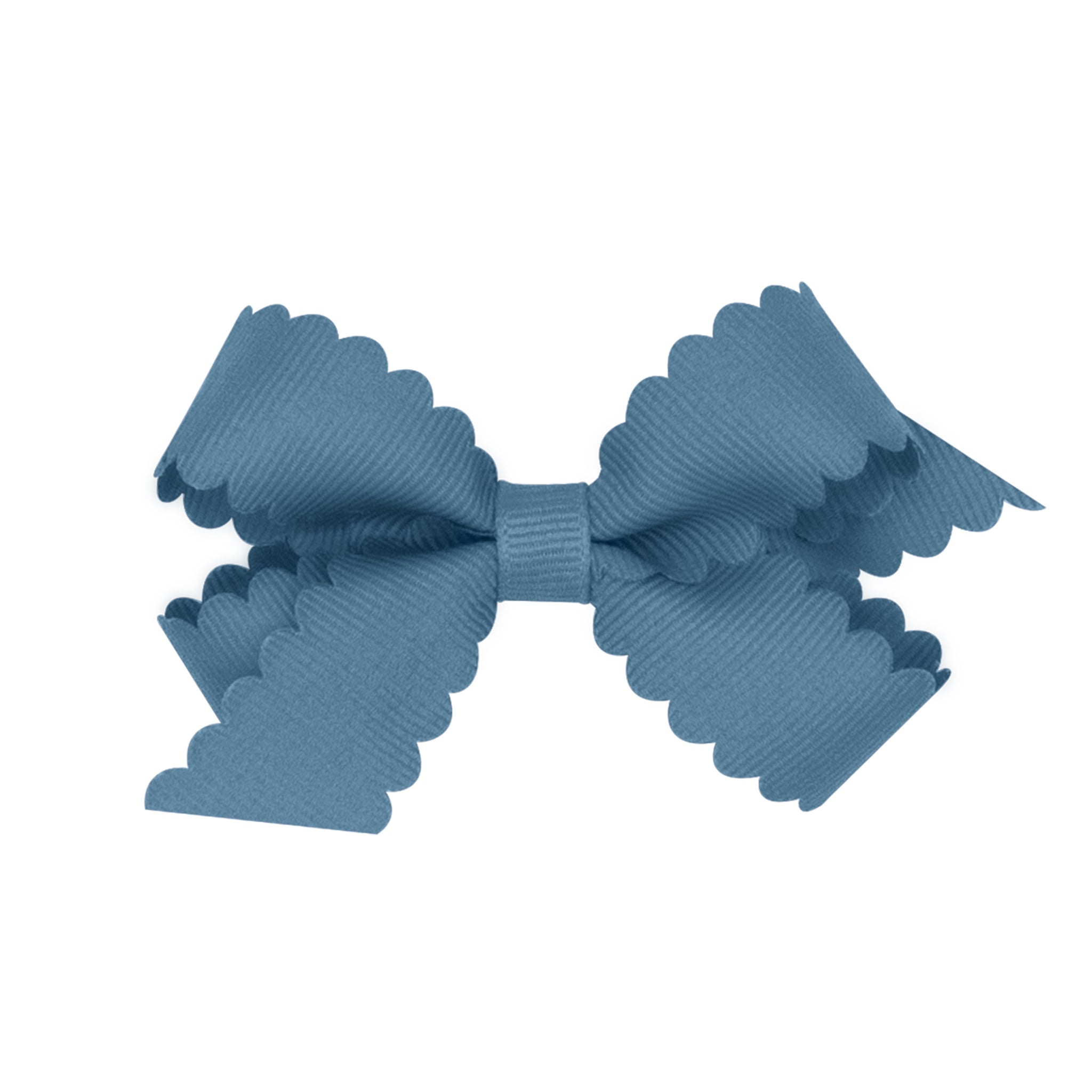 Mini Scallop Edge Bow - Denim