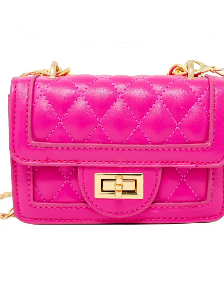 Tiny Quilted Mini Purse - Hot Pink